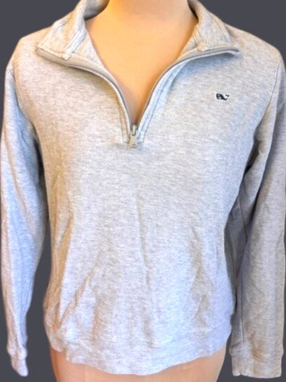 Vineyard Vines Youth Gray Quarter Zip Pullover Sweater Size L 14 16 Preppy
